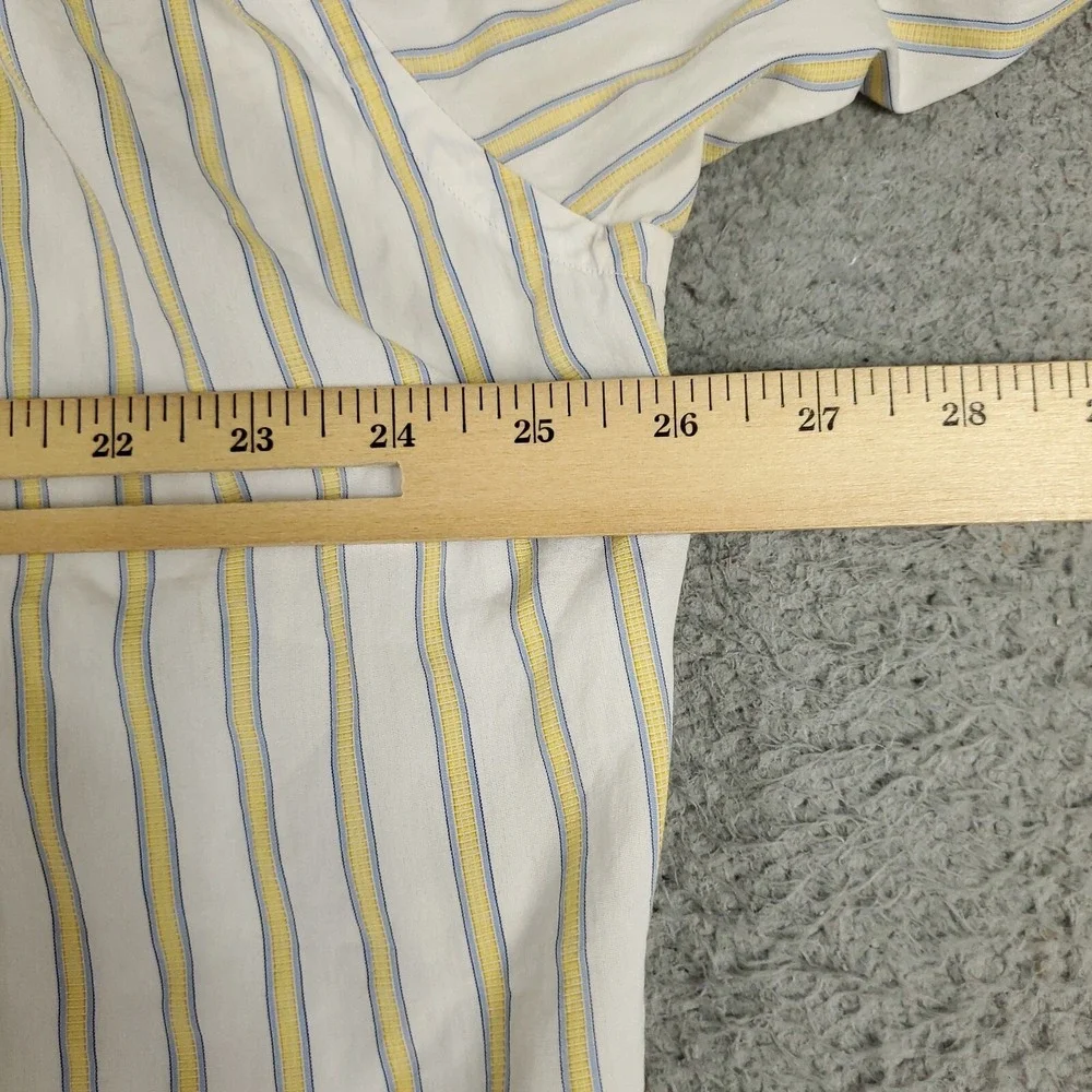 Faconnable Shirt Mens Large Yellow Striped Casual Button Up Long Sleeve * - Picture 8 of 9